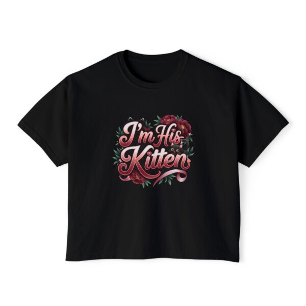 Cute Women’s Boxy Tee - "I’m His Kitten" Floral Design - Perfect for Couples and Casual Wear - Image 2