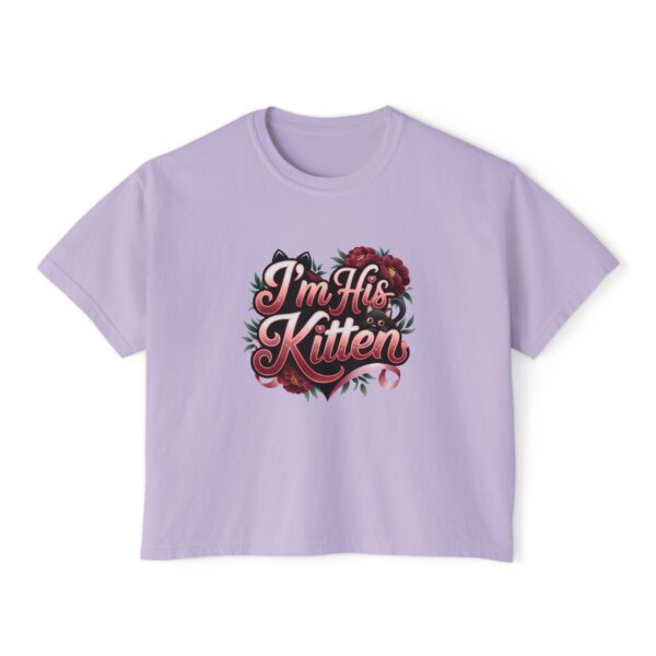 Cute Women’s Boxy Tee - "I’m His Kitten" Floral Design - Perfect for Couples and Casual Wear - Image 25