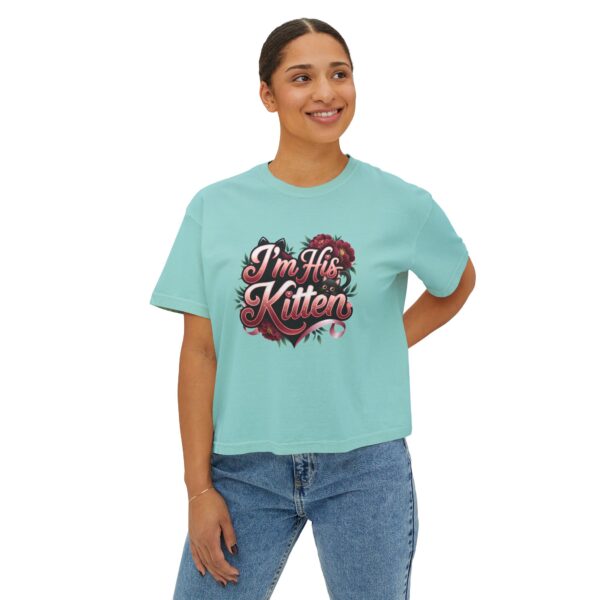 Cute Women’s Boxy Tee - "I’m His Kitten" Floral Design - Perfect for Couples and Casual Wear - Image 23