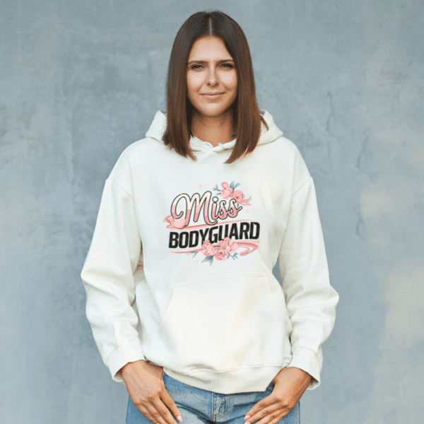 Miss Bodyguard Unisex Pullover Hoodie - Floral Design, Cozy Gift for Her