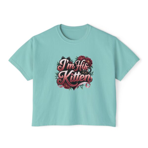 Cute Women’s Boxy Tee - "I’m His Kitten" Floral Design - Perfect for Couples and Casual Wear - Image 21