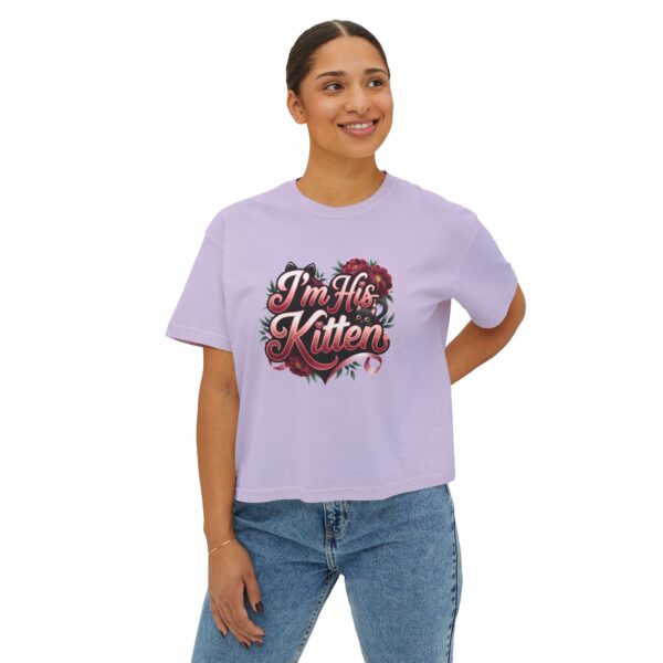 Cute Women’s Boxy Tee - "I’m His Kitten" Floral Design - Perfect for Couples and Casual Wear - Image 27