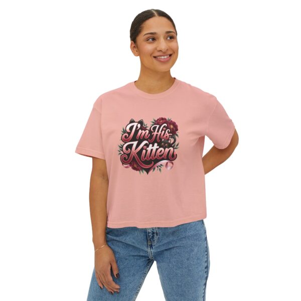 Cute Women’s Boxy Tee - "I’m His Kitten" Floral Design - Perfect for Couples and Casual Wear - Image 11