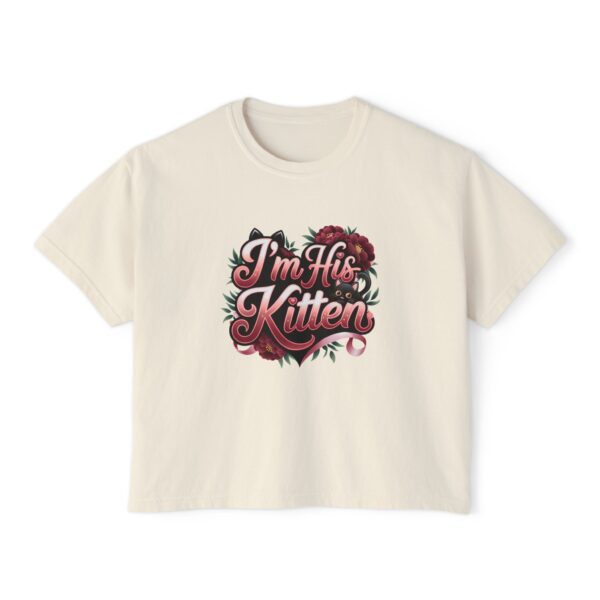 Cute Women’s Boxy Tee - "I’m His Kitten" Floral Design - Perfect for Couples and Casual Wear - Image 5