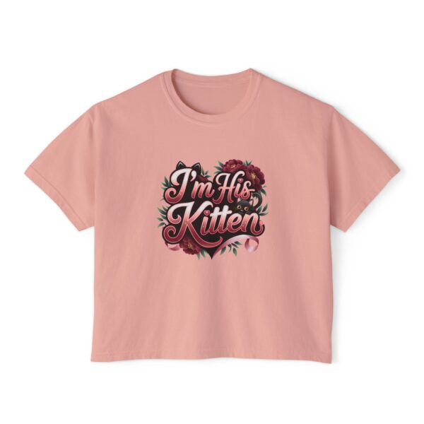 Cute Women’s Boxy Tee - "I’m His Kitten" Floral Design - Perfect for Couples and Casual Wear - Image 9